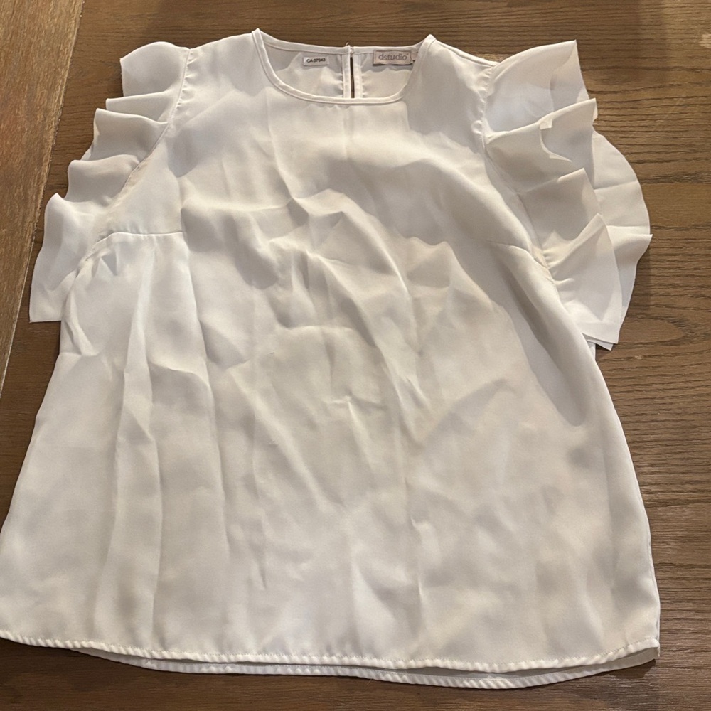 Elegant White Ruffle Sleeve Blouse
